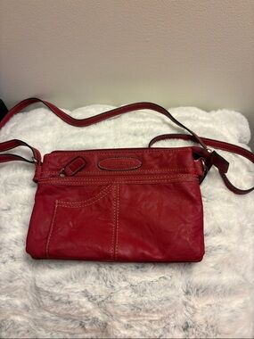 Rosetti Red Leather Crossbody Wristlet